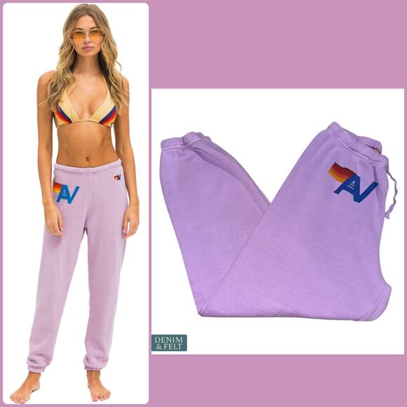 Aviator Nation Logo Stitch Women’s Sweatpants Light Purple Joggers Loungewear - Picture 1 of 12